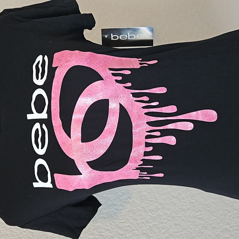 Bebe -Black Pink Drip Fitted Graphic tee - Picture 3 of 3